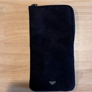 Celine Paris Black Suede Zipper Closure Sunglasses and Eyeglasses Pouch Case